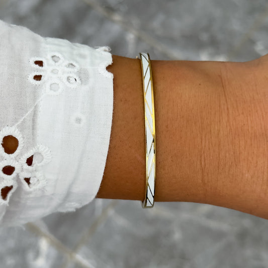 Bracelet Jonc Design Blanc - Ligne Fin