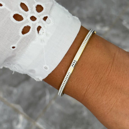 Bracelet Jonc Design Blanc - Losange Fin
