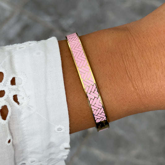 Bracelet Jonc Design Rose - Tressé