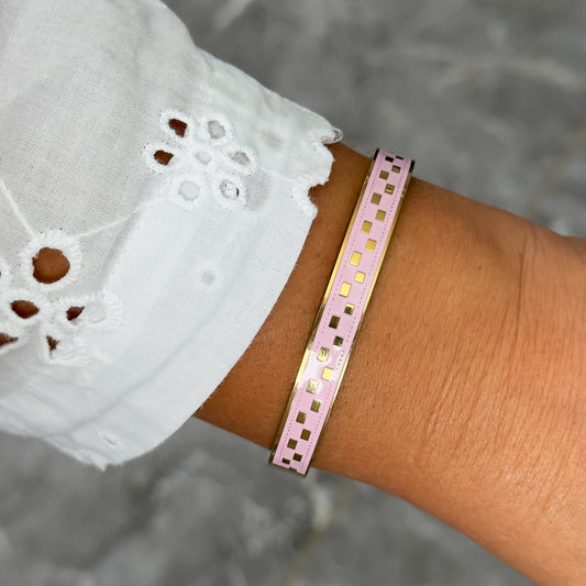 Bracelet Jonc Design Rose - Damier