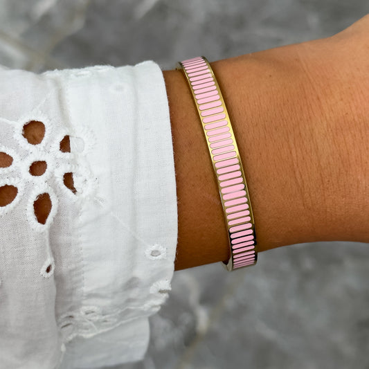 Bracelet Jonc Design Rose - Rayures