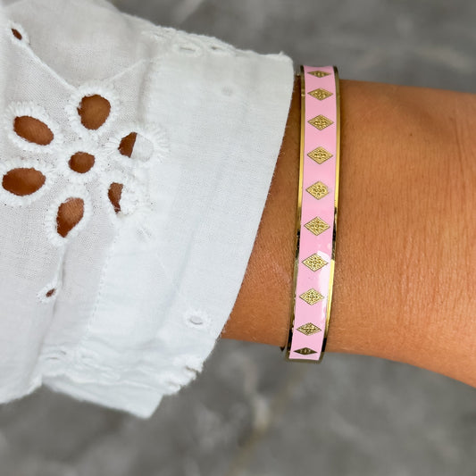 Bracelet Jonc Design Rose - Losange