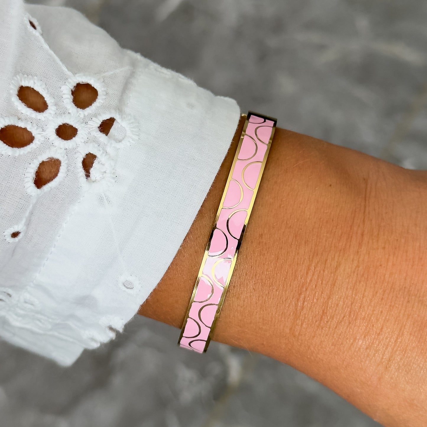 Bracelet Jonc Design Rose - Demi Cercle