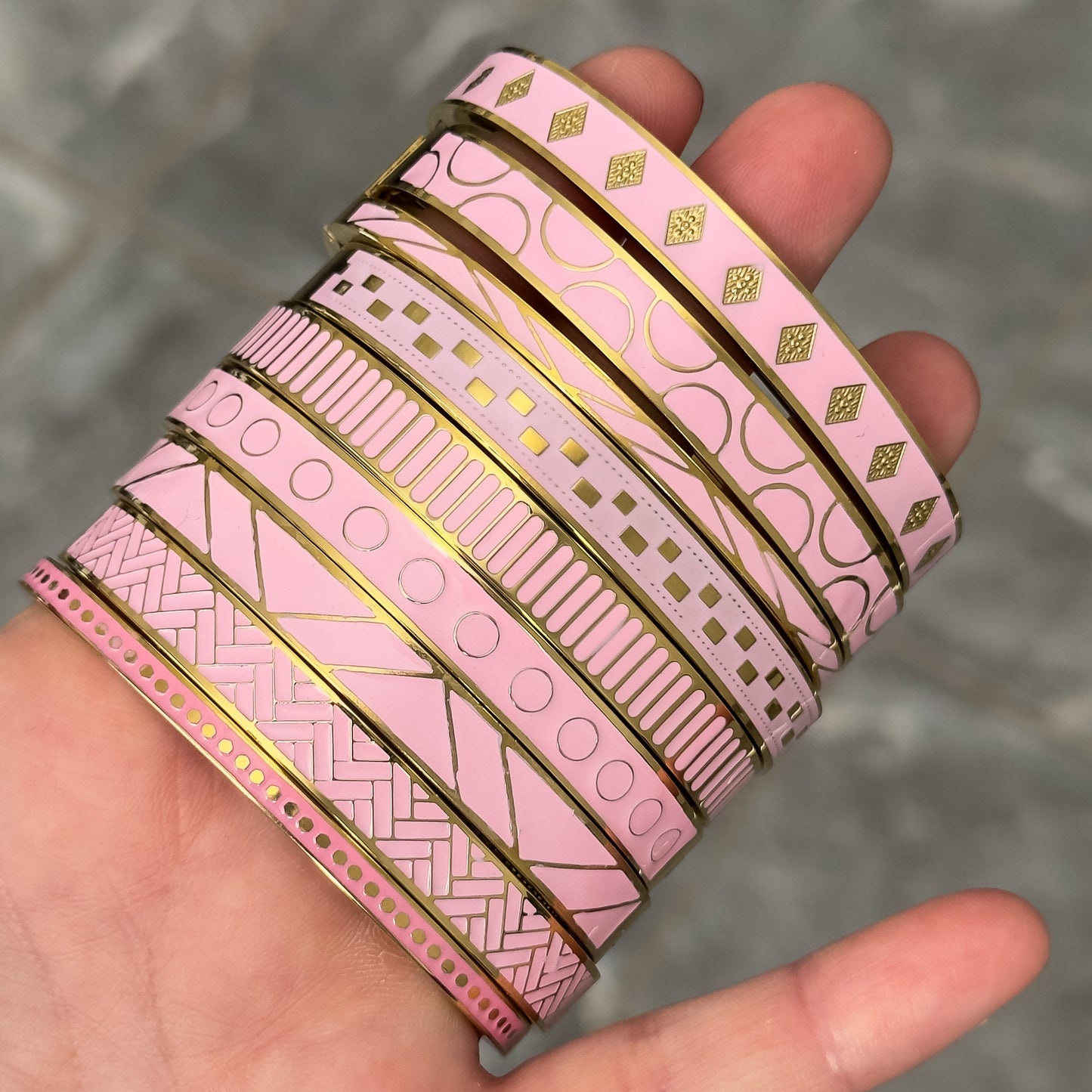Bracelet Jonc Design Rose - Ronds Fin