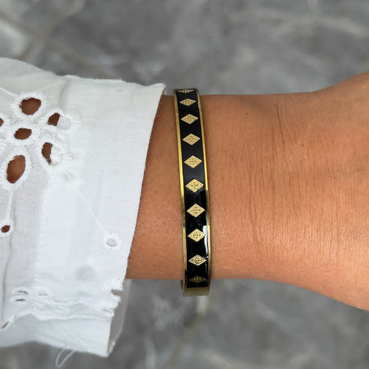 Bracelet Jonc Design Noir - Losange