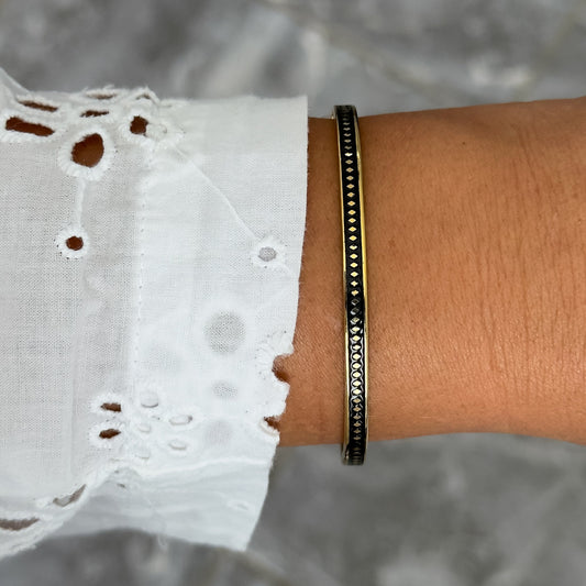 Bracelet Jonc Design Noir - Losange Fin