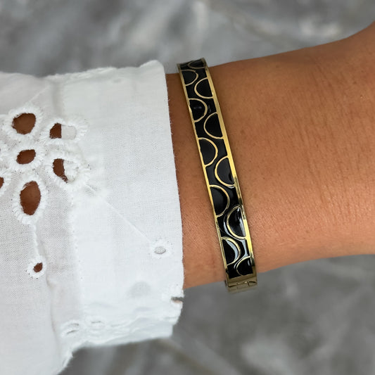 Bracelet Jonc Design Noir - Demi Cercle