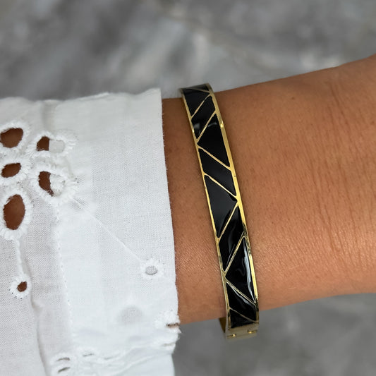 Bracelet Jonc Design Noir - Ligne