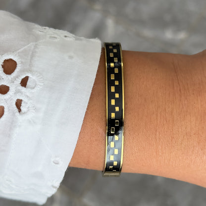 Bracelet Jonc Design Noir - Damier