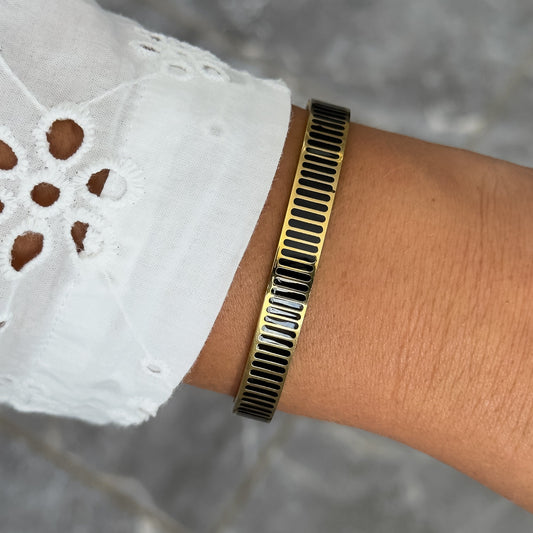 Bracelet Jonc Design Noir - Rayures