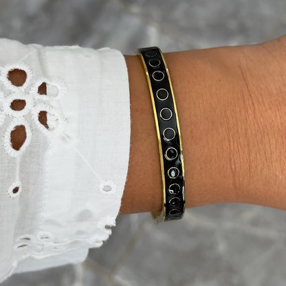 Bracelet Jonc Design Noir - Ronds