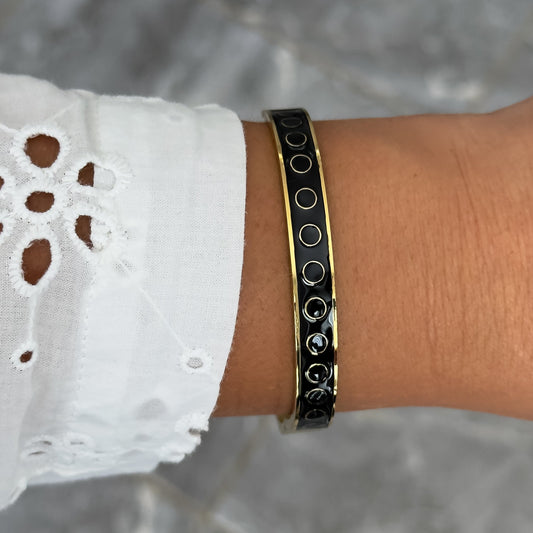 Bracelet Jonc Design Noir - Ronds