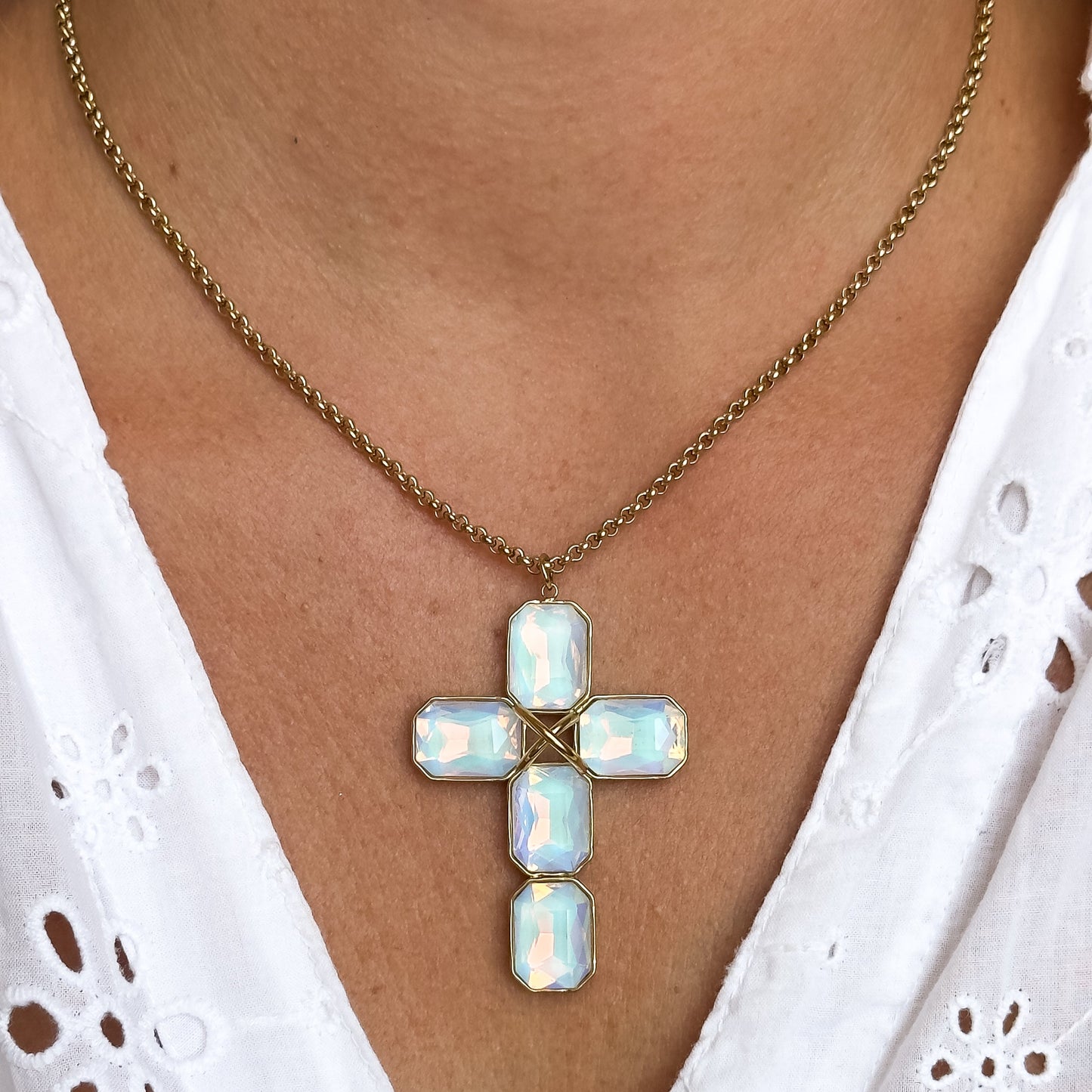 Collier Aurora Blanc Opalescent