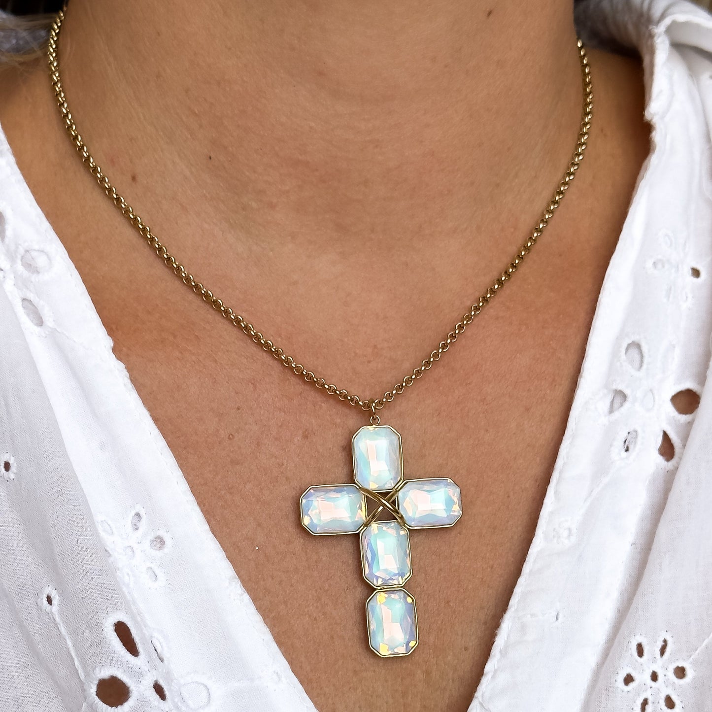 Collier Aurora Blanc Opalescent