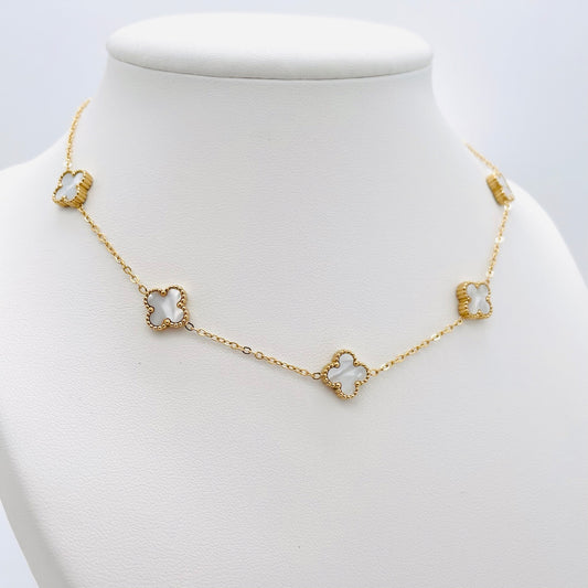 Collier Trèfle Maelya blanc