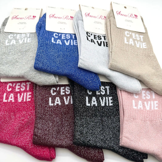 Chaussettes à Paillettes à Message " C'est la vie "