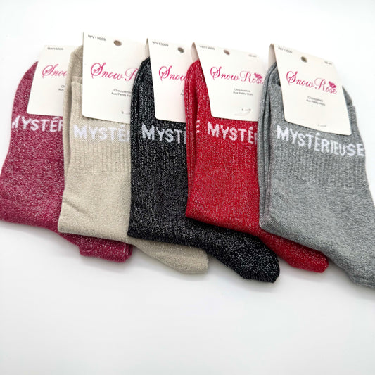 Chaussettes à Paillettes à Message " Mystérieuse "