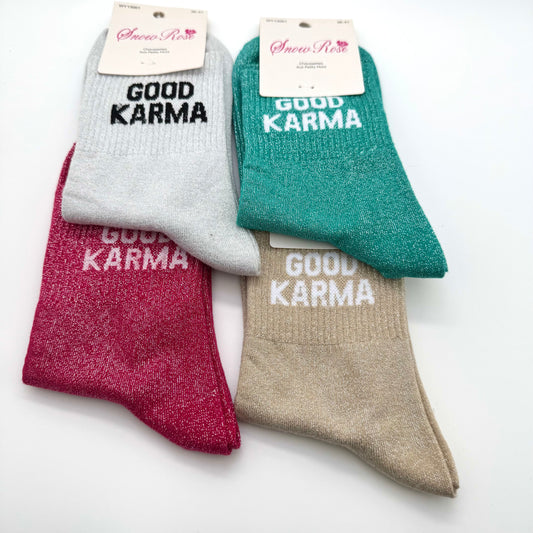 Chaussettes à Paillettes à Message " Good Karma "
