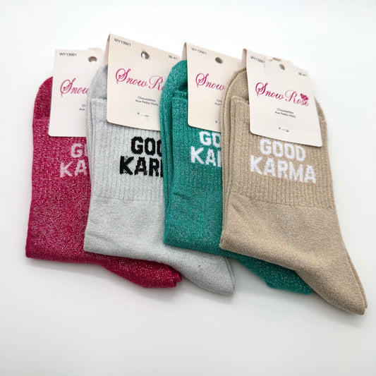 Chaussettes à Paillettes à Message " Good Karma "