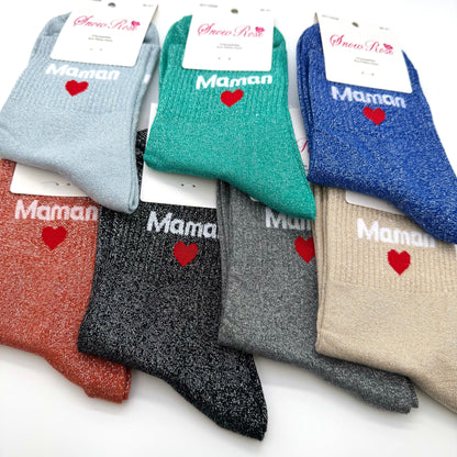 Chaussettes à Paillettes à Message " Maman  ♥️"