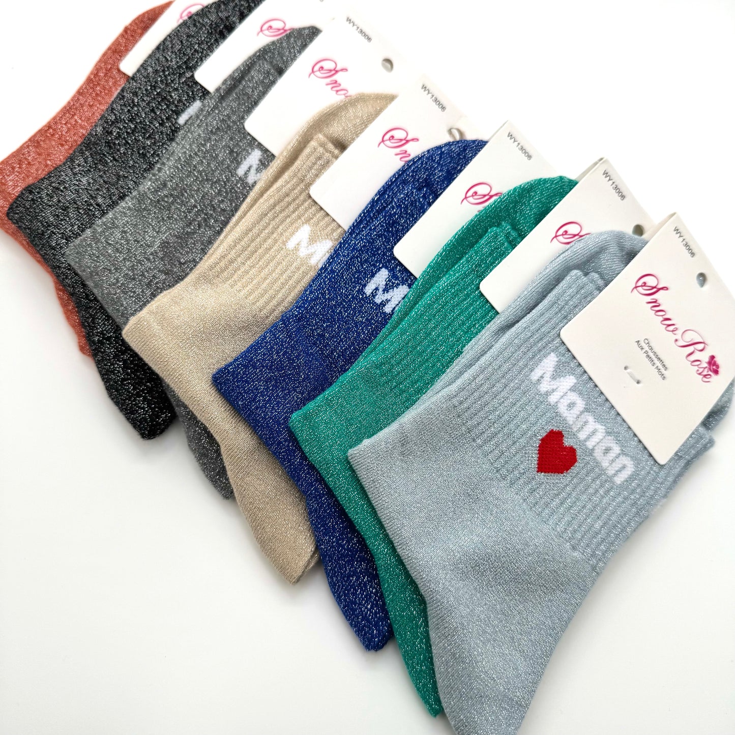 Chaussettes à Paillettes à Message " Maman  ♥️"