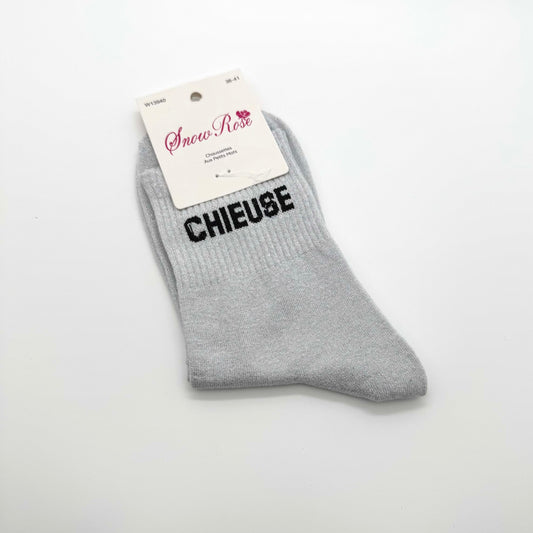 Chaussettes à Paillettes à Message " Chieuse "