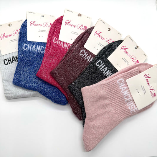 Chaussettes à Paillettes à Message " Chanceuse "