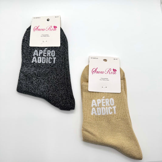 Chaussettes à Paillettes à Message " Apéro addict "