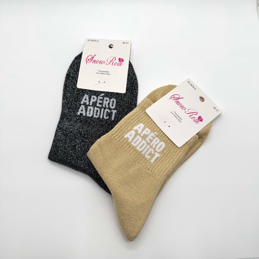 Chaussettes à Paillettes à Message " Apéro addict "
