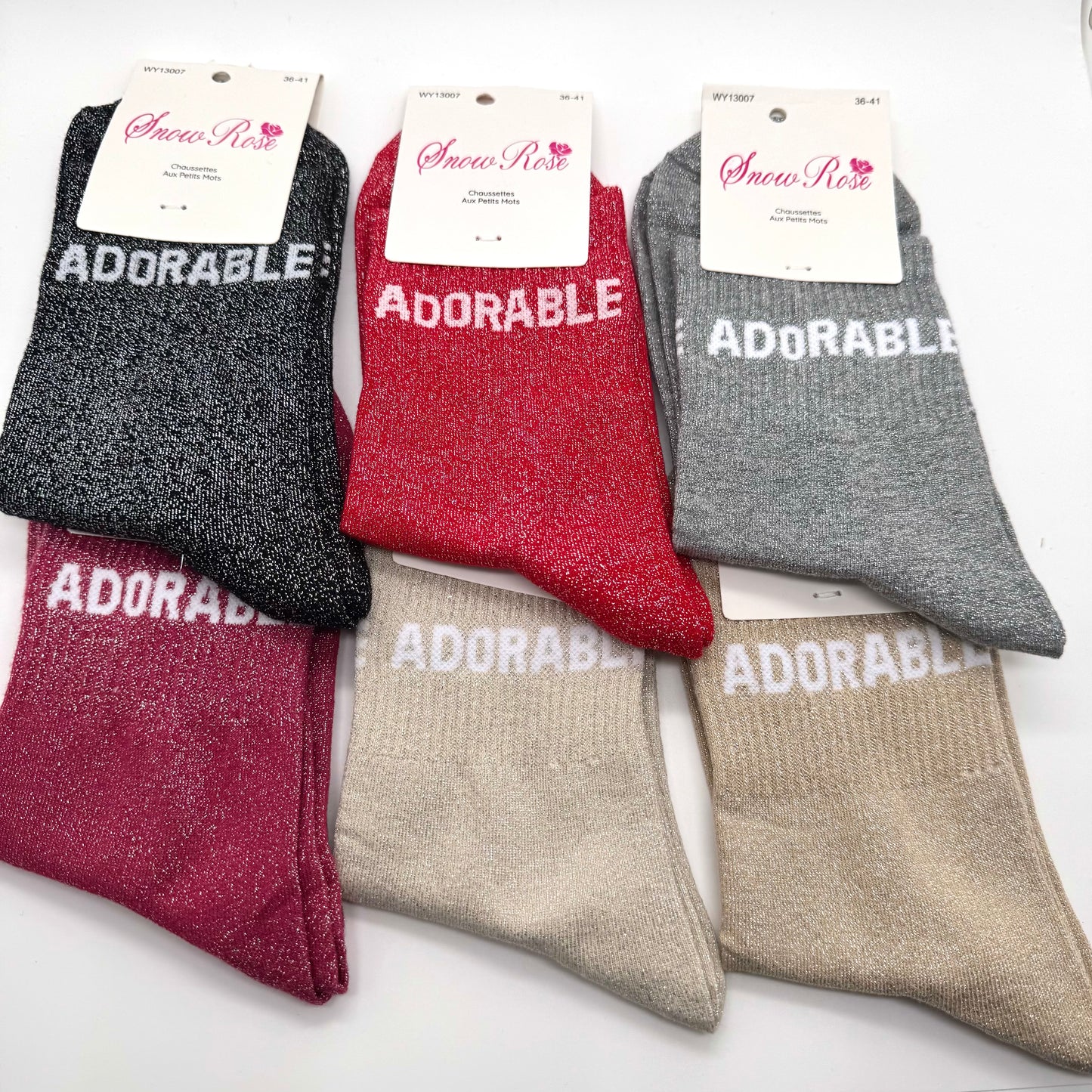 Chaussettes à Paillettes à Message " Adorable "