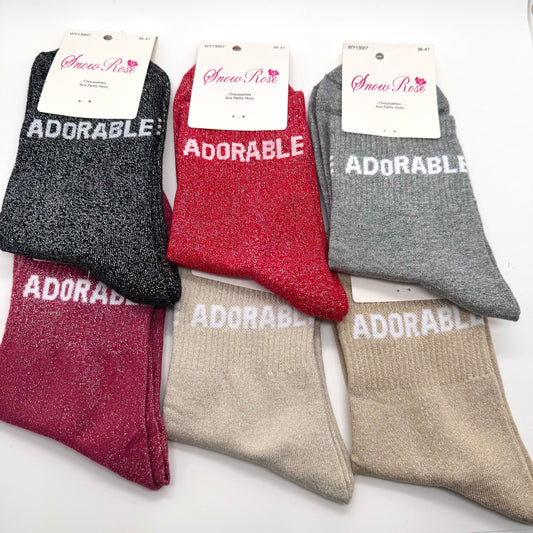 Chaussettes à Paillettes à Message " Adorable "