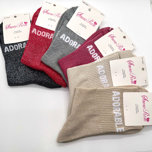 Chaussettes à Paillettes à Message " Adorable "