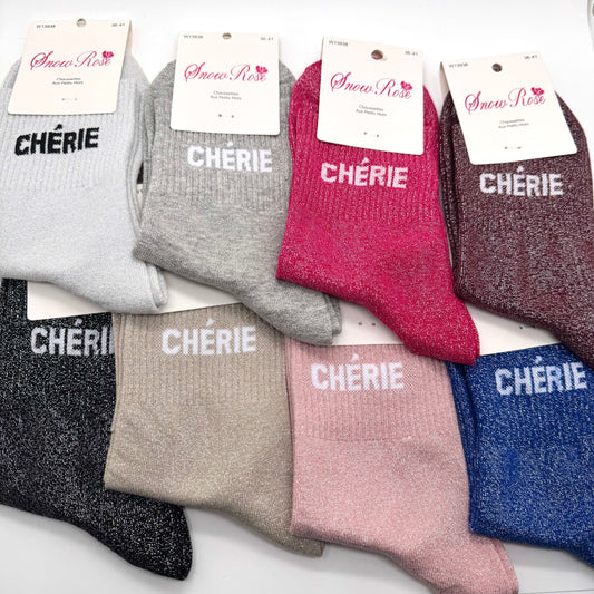 Chaussettes à Paillettes à Message "Chérie"