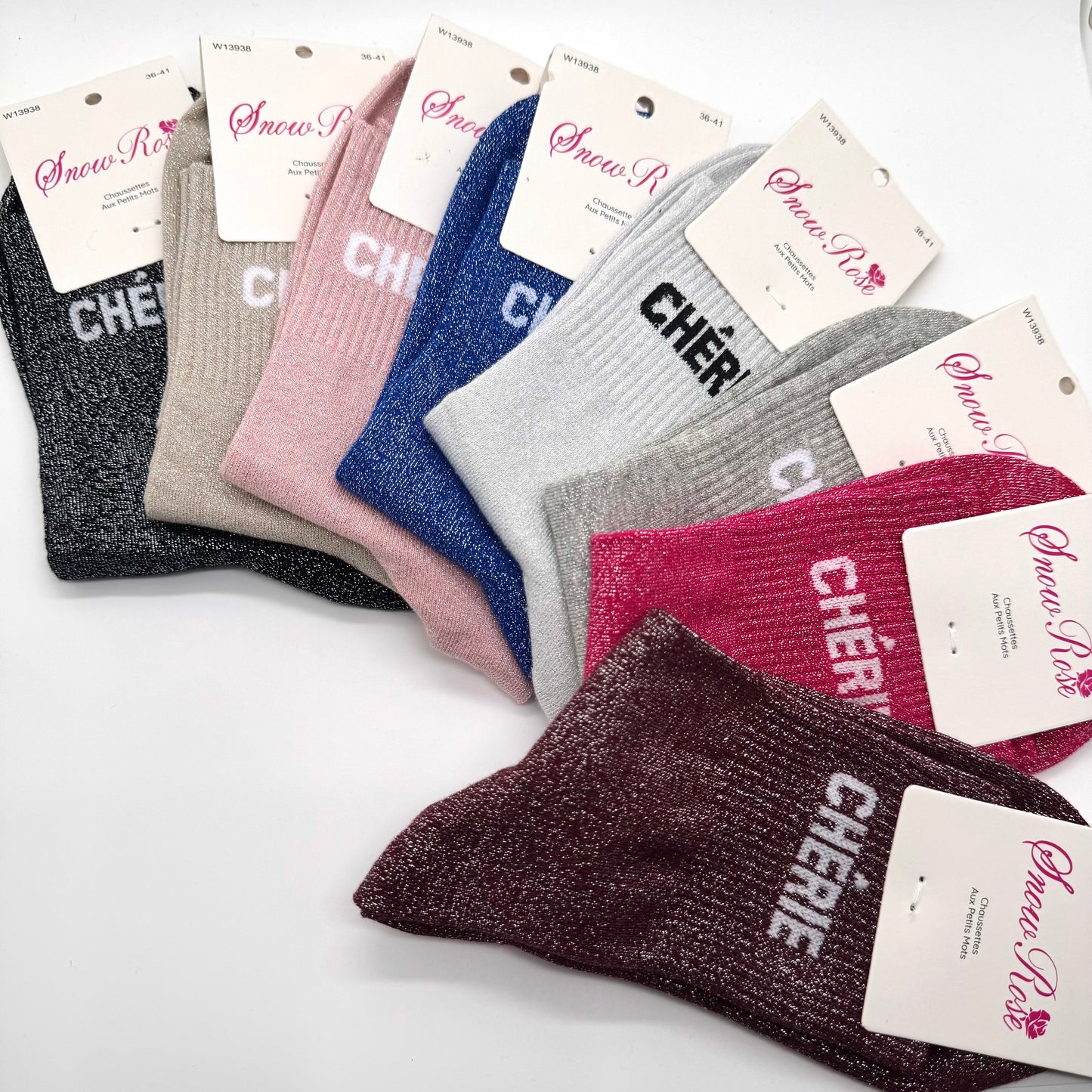 Chaussettes à Paillettes à Message "Chérie"