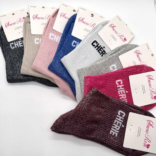 Chaussettes à Paillettes à Message "Chérie"