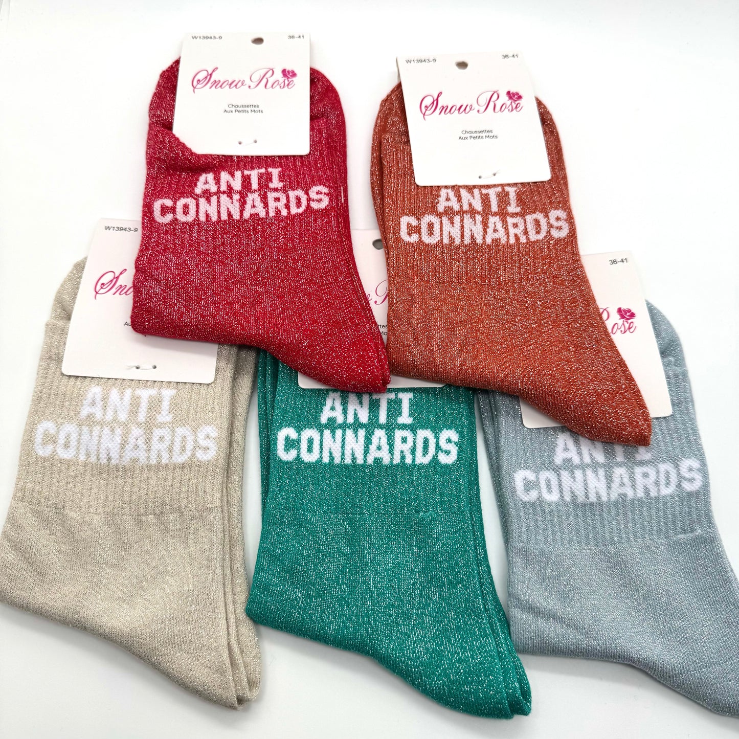 Chaussettes à Paillettes à Message "Anti Connards"