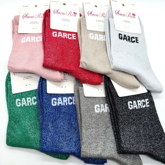 Chaussettes à Paillettes à Message "Garce"