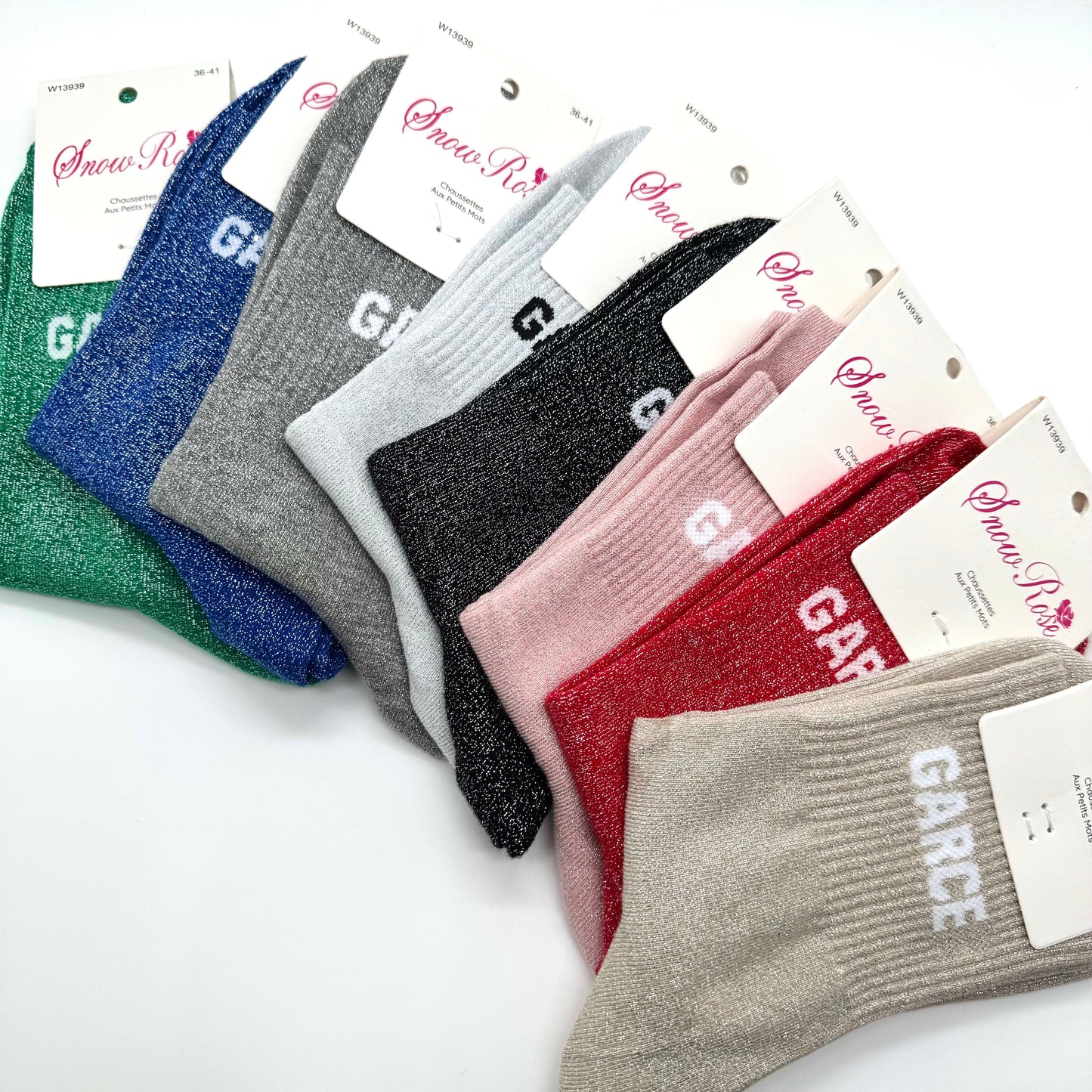Chaussettes à Paillettes à Message "Garce"