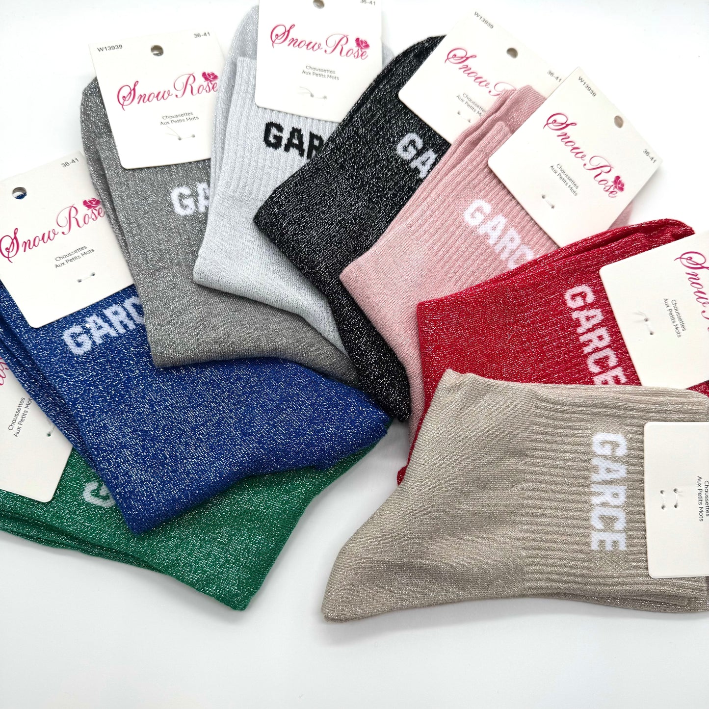 Chaussettes à Paillettes à Message "Garce"