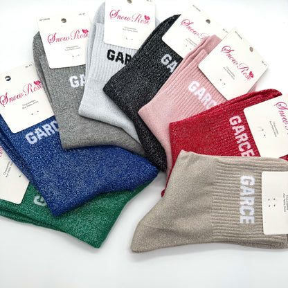 Chaussettes à Paillettes à Message "Garce"