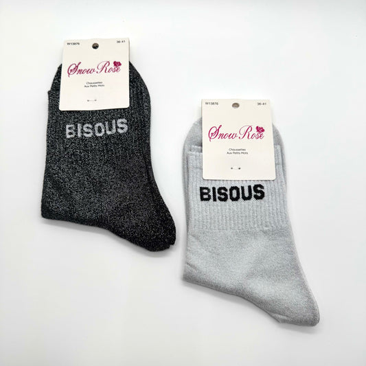 Chaussettes à Paillettes à Message "Bisous"