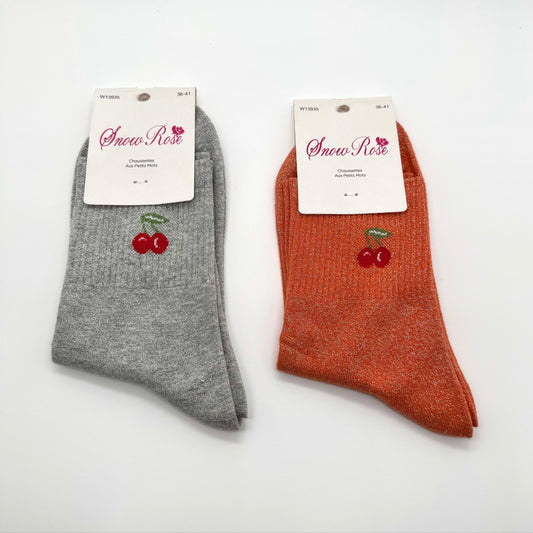 Chaussettes à Paillettes à Message Cerise " 🍒 "