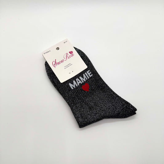 Chaussettes à Paillettes à Message "Mamie ♥️ "