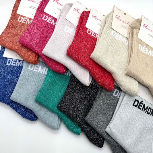 Chaussettes à Paillettes à Message " Démon "