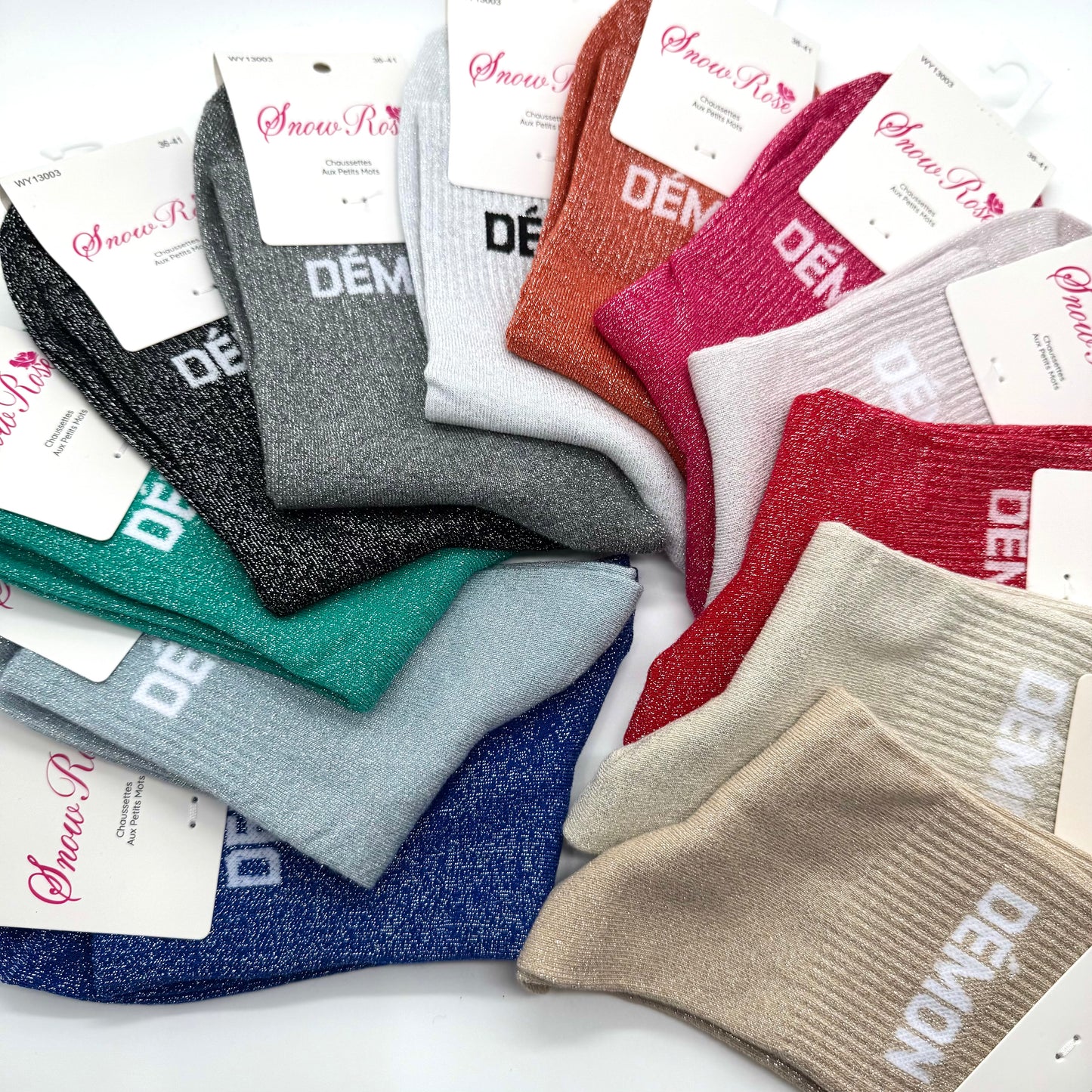 Chaussettes à Paillettes à Message " Démon "
