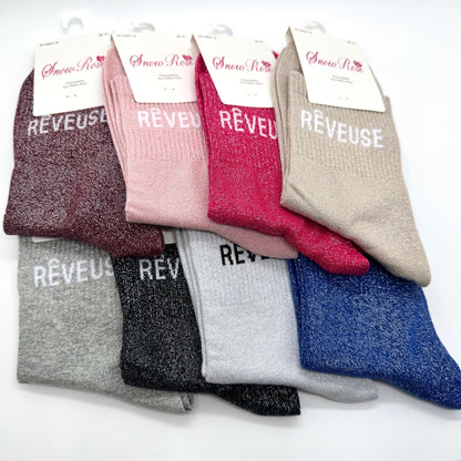 Chaussettes à Paillettes à Message " Rêveuse "