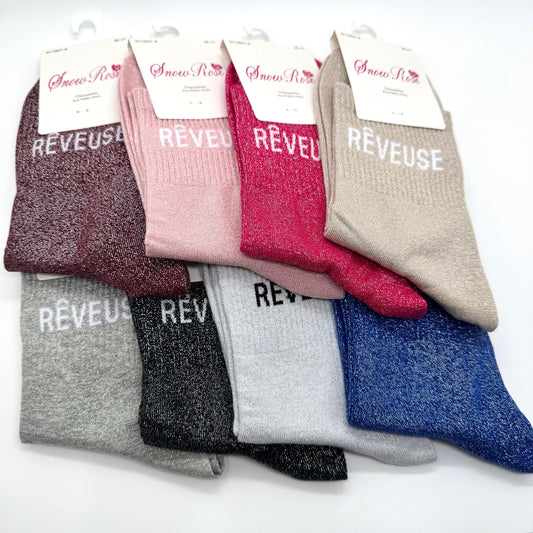 Chaussettes à Paillettes à Message " Rêveuse "