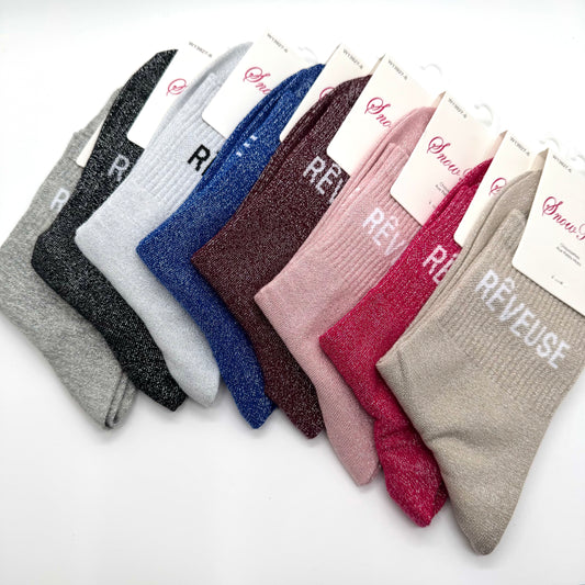 Chaussettes à Paillettes à Message " Rêveuse "