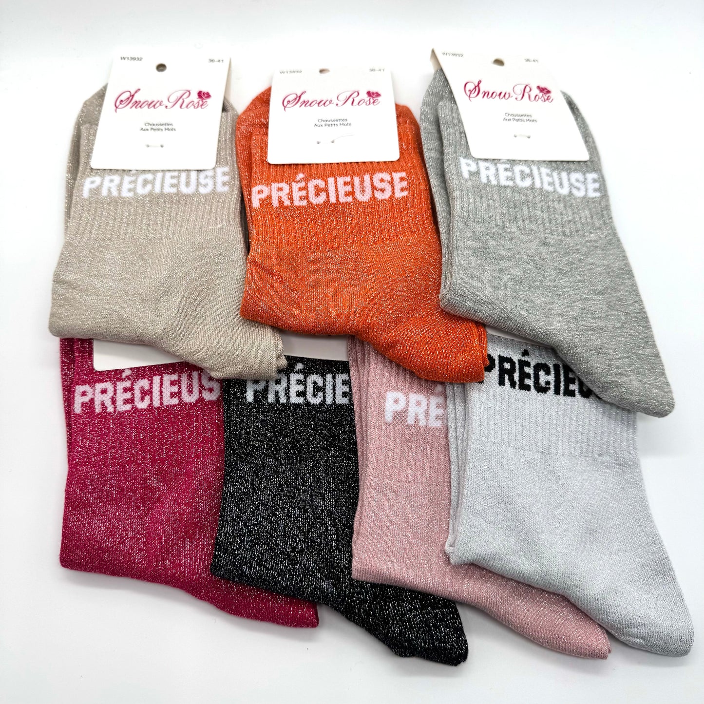 Chaussettes à Paillettes à Message "Précieuse"