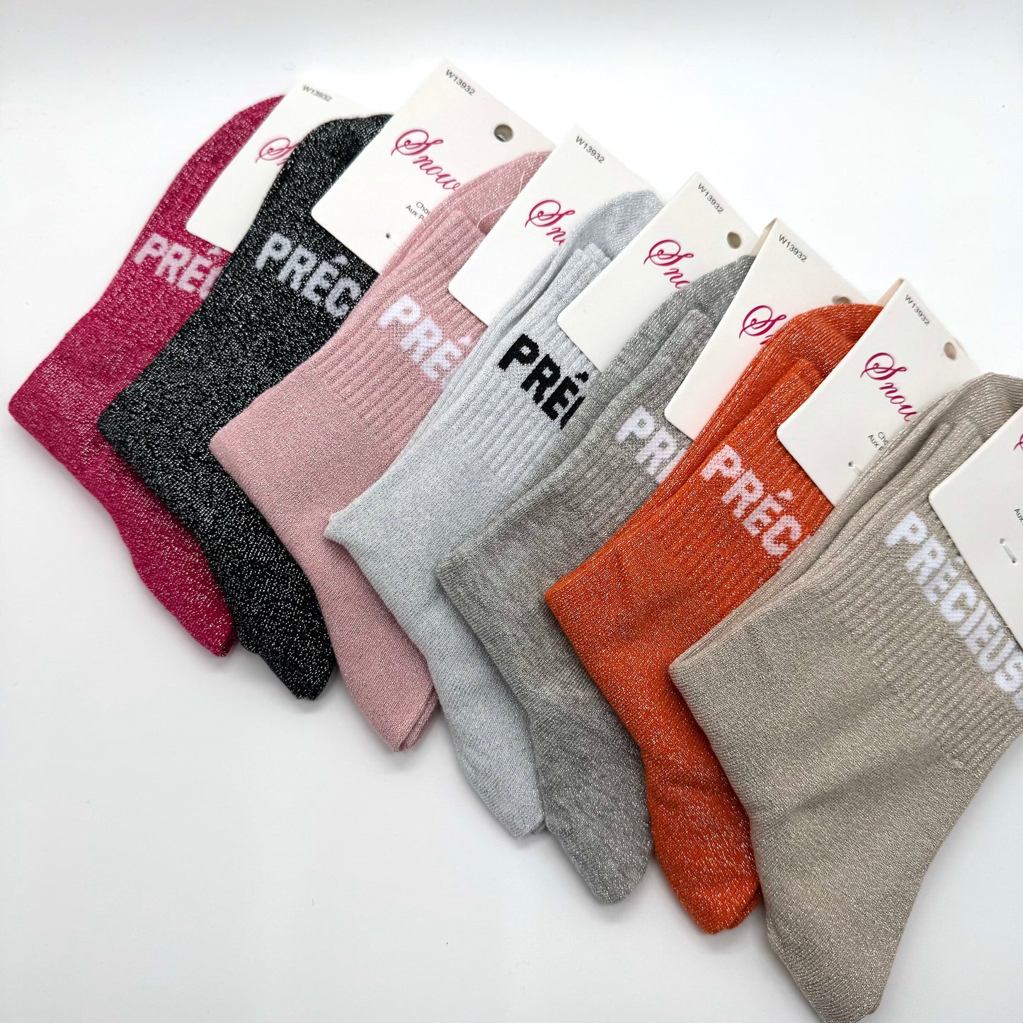 Chaussettes à Paillettes à Message "Précieuse"